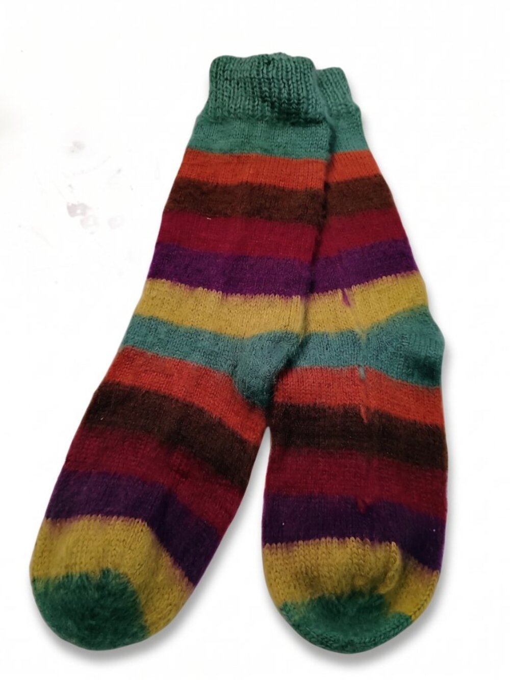 Warm Soft Striped Multicolor Wool Thermal Winter Tights